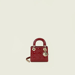 Christian Dior Cherry Red Chain Mini Lady Dior Bag