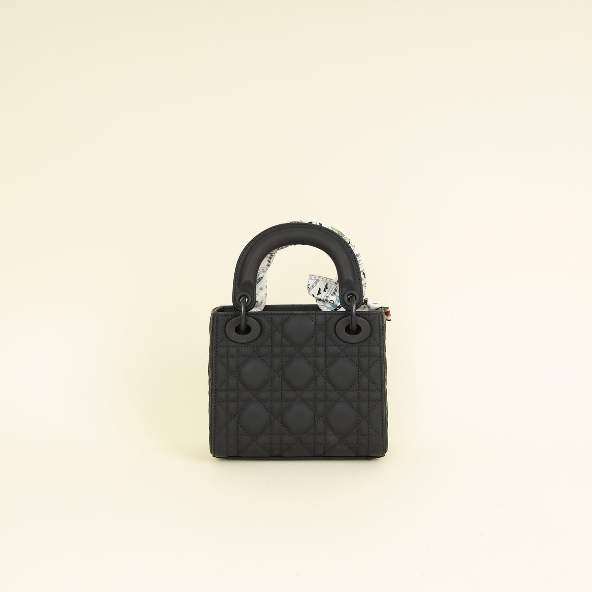 Christian Dior Black Ultramatte Lady Dior Mini Chain Bag w/ Twilly