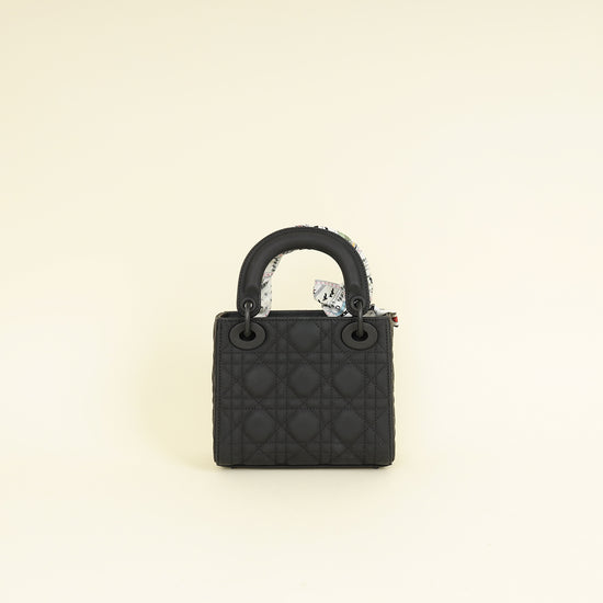 Christian Dior Black Ultramatte Lady Dior Mini Chain Bag w/ Twilly