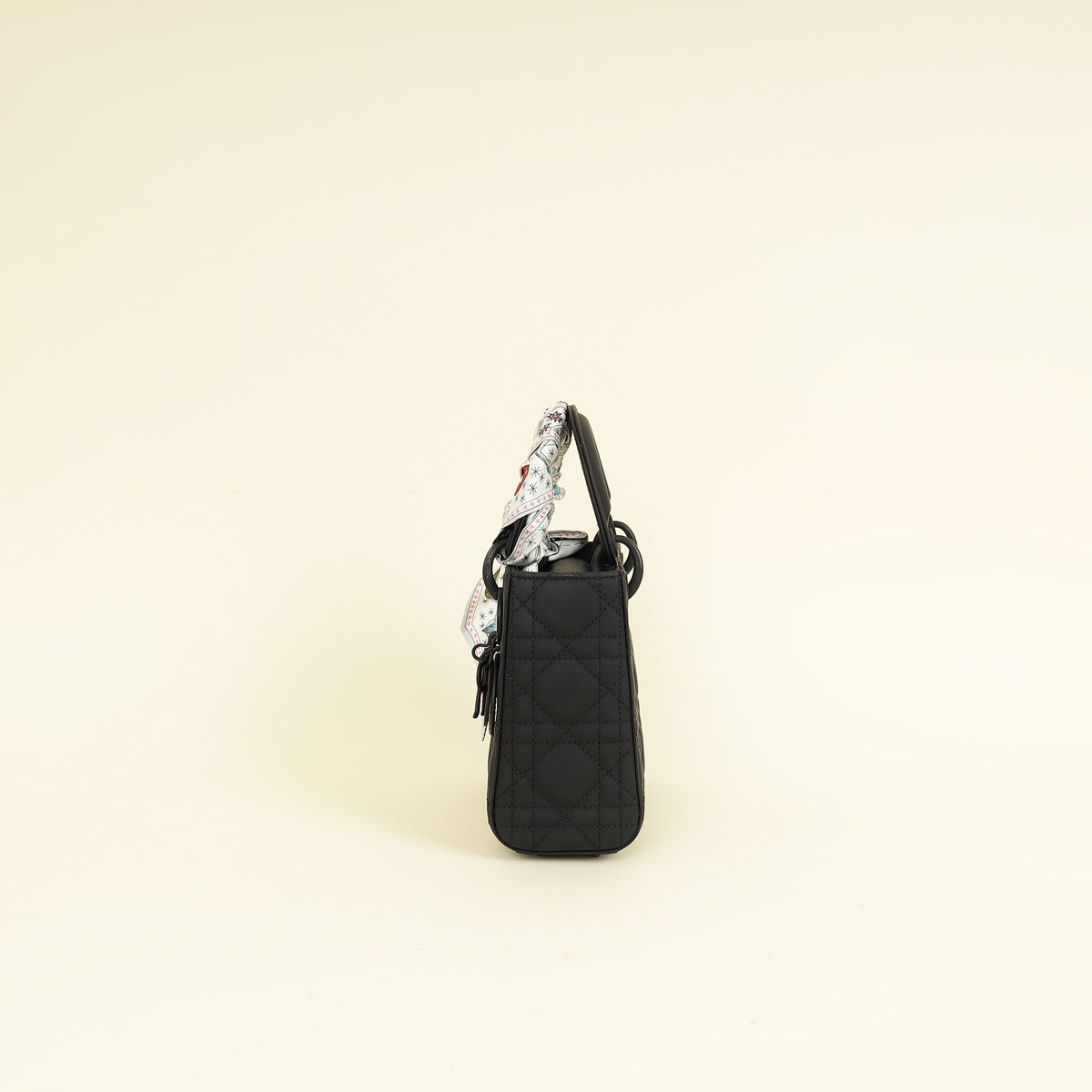 Christian Dior Black Ultramatte Lady Dior Mini Chain Bag w/ Twilly