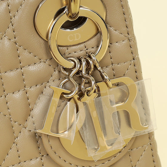 Christian Dior Beige Lady Dior Mini Chain Bag w/ Twilly