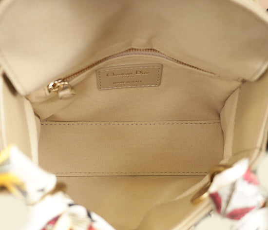 Christian Dior Beige Lady Dior Mini Chain Bag w/ Twilly