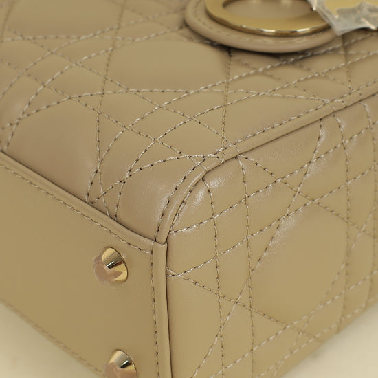Christian Dior Beige Lady Dior Mini Chain Bag w/ Twilly