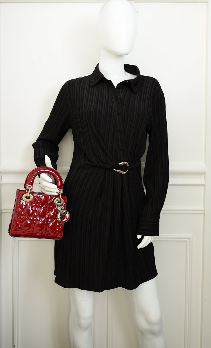 Christian Dior Cherry Red Lady Dior Mini Chain Bag