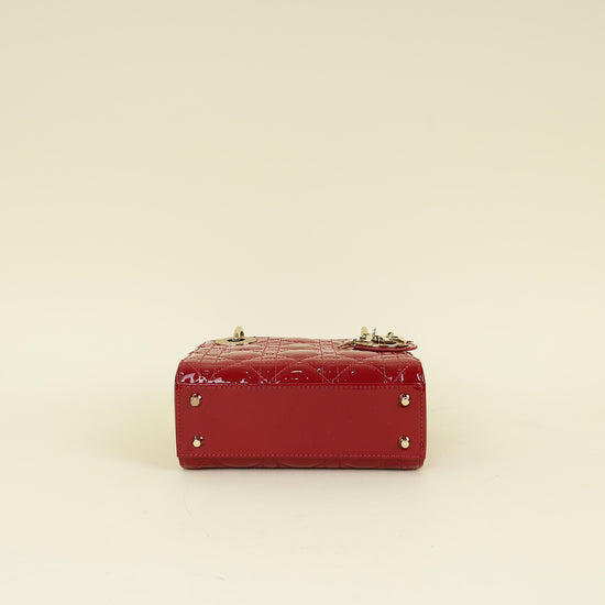 Christian Dior Cherry Red Lady Dior Mini Chain Bag
