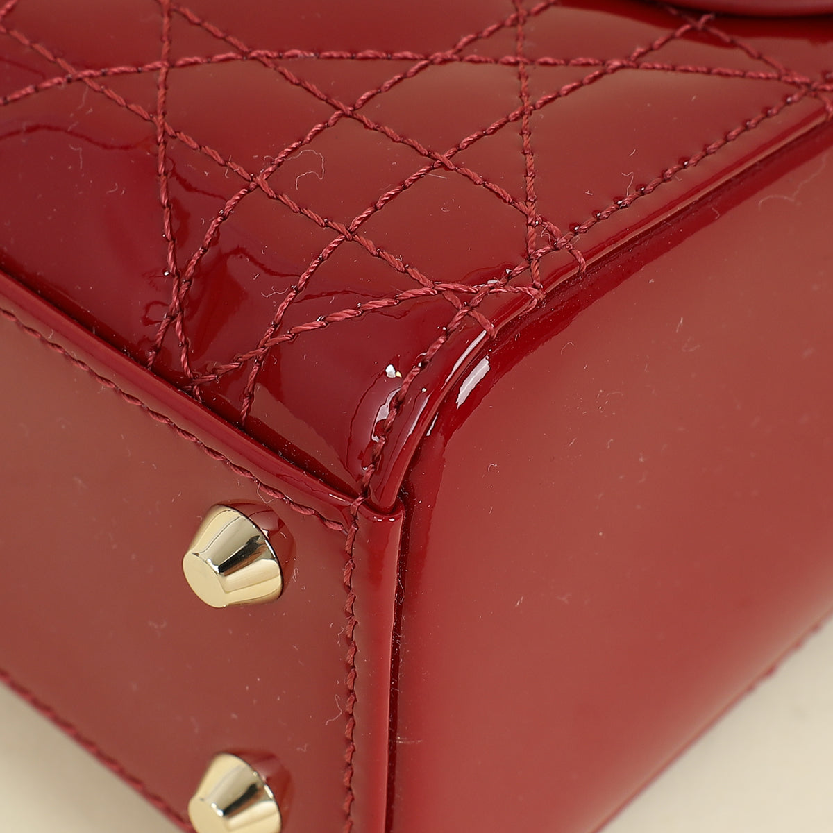 Christian Dior Cherry Red Lady Dior Mini Chain Bag