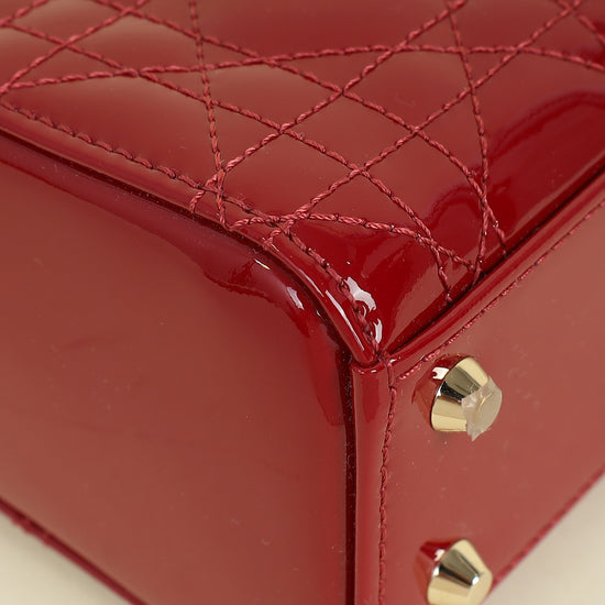 Christian Dior Cherry Red Lady Dior Mini Chain Bag
