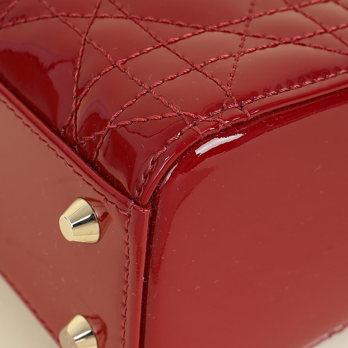 Christian Dior Cherry Red Lady Dior Mini Chain Bag