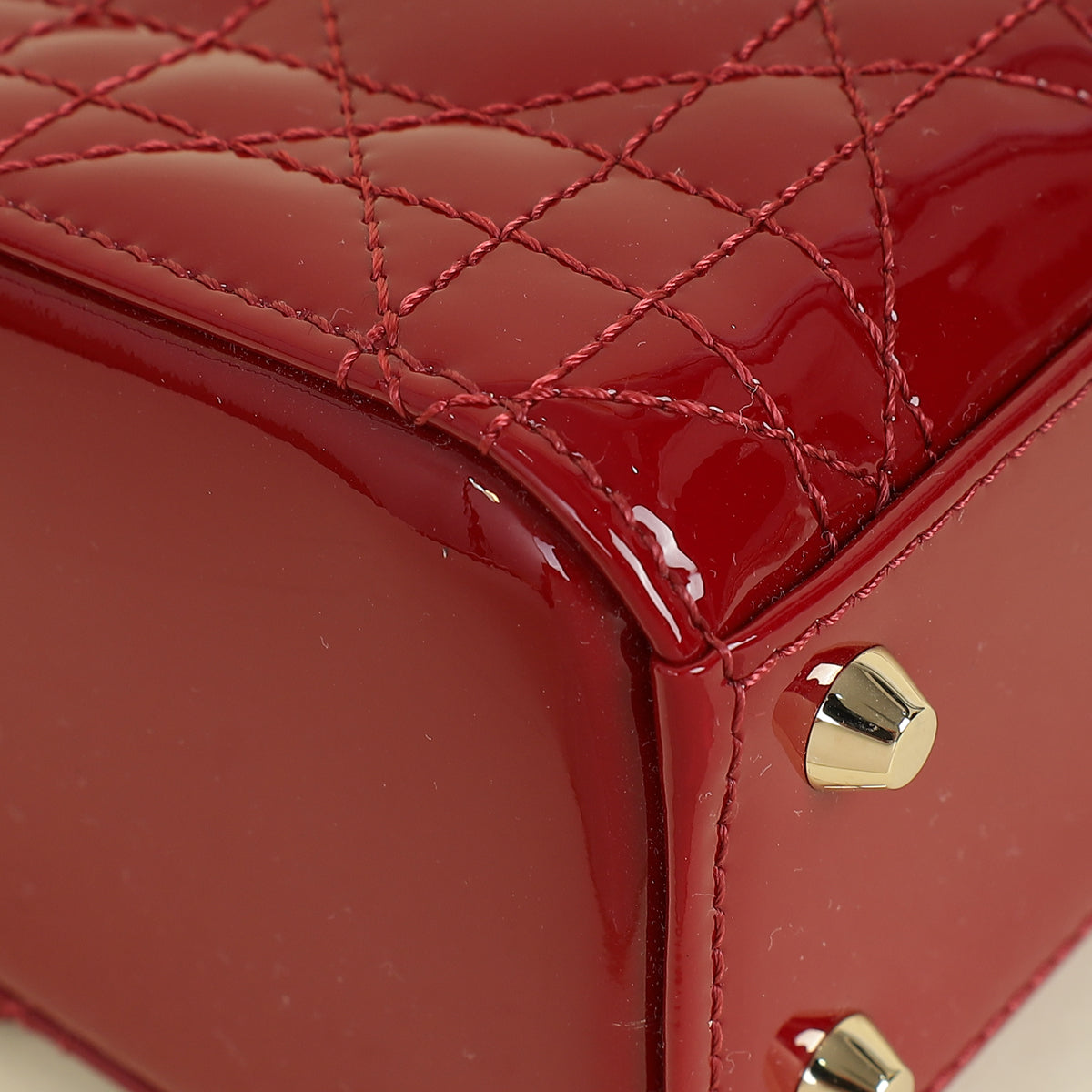 Christian Dior Cherry Red Lady Dior Mini Chain Bag
