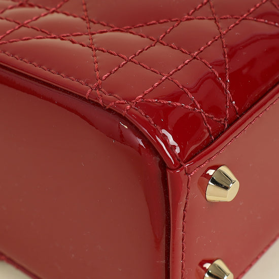 Christian Dior Cherry Red Lady Dior Mini Chain Bag