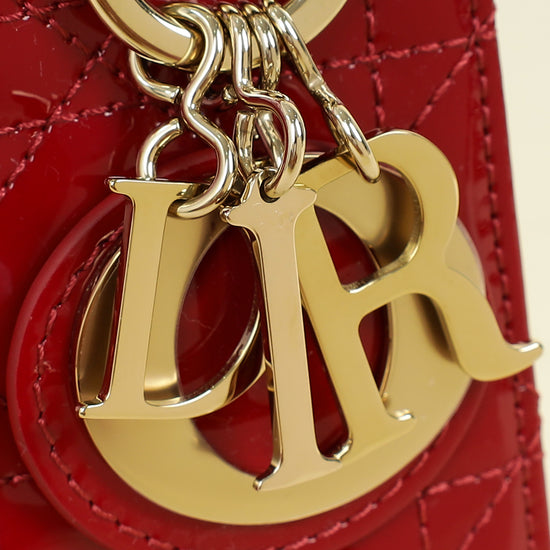 Christian Dior Cherry Red Lady Dior Mini Chain Bag