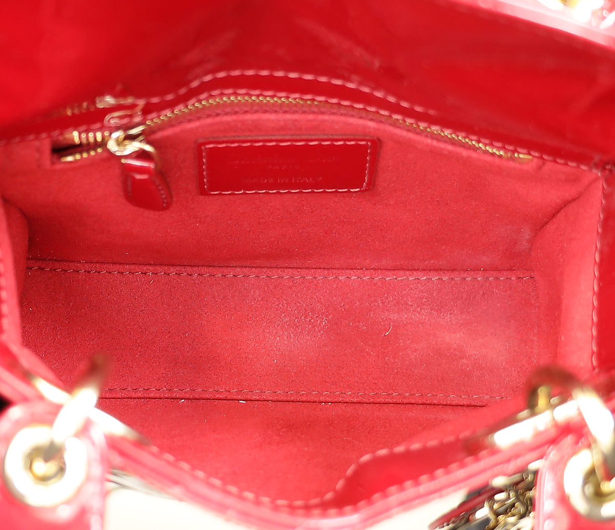 Christian Dior Cherry Red Lady Dior Mini Chain Bag
