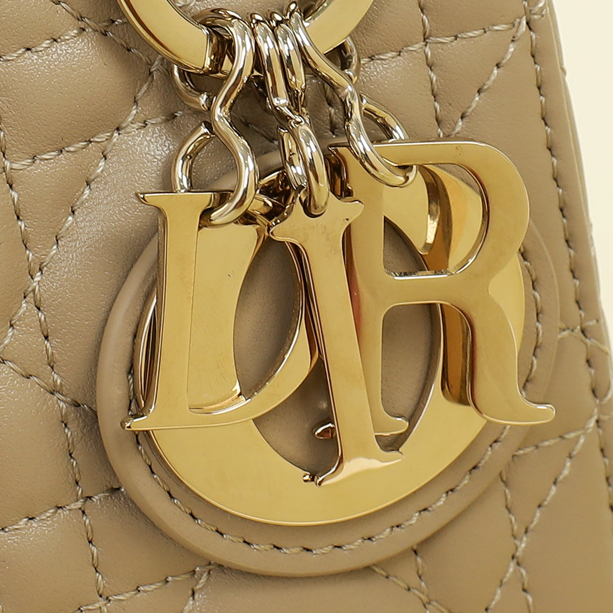Christian Dior Beige Lady dior Mini Chain Bag