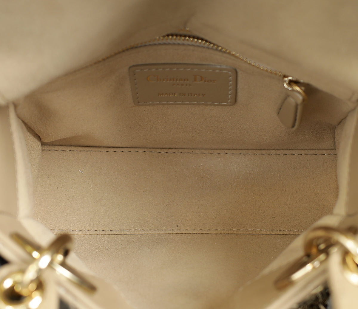 Christian Dior Beige Lady dior Mini Chain Bag