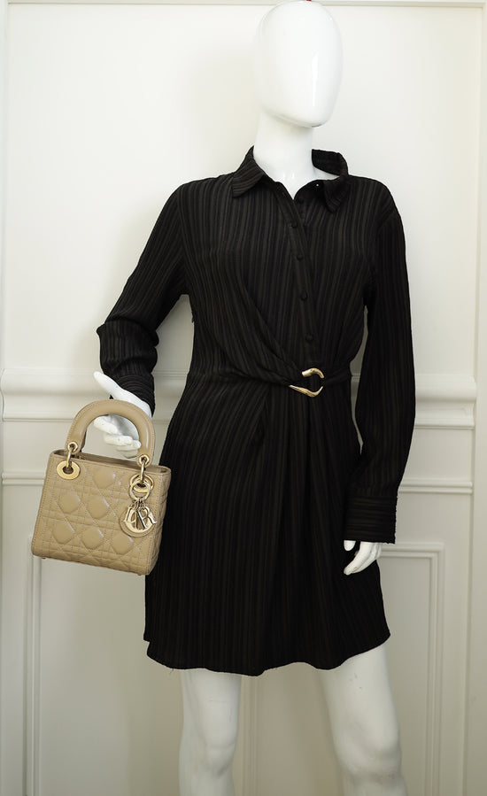 Christian Dior Beige Lady dior Mini Chain Bag