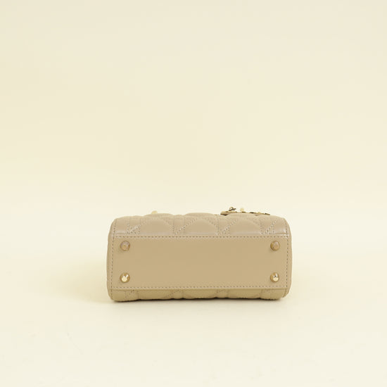 Christian Dior Beige Lady dior Mini Chain Bag