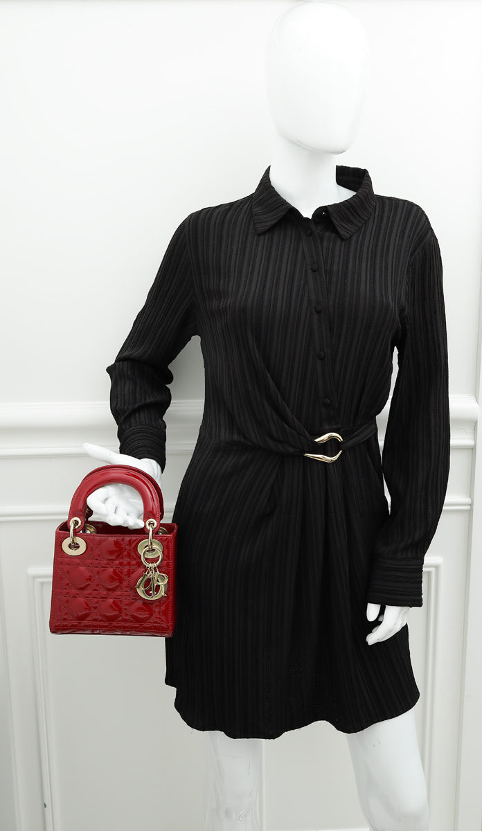 Christian Dior Red Chain Mini Lady Dior Bag