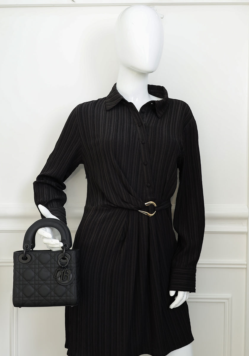 Christian Dior Black Ultramatte Lady Dior Mini Chain Bag