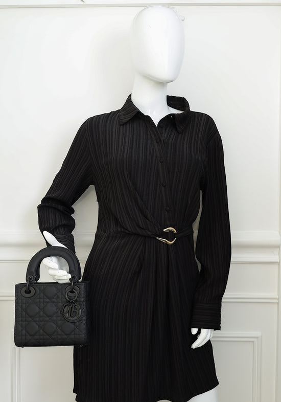 Christian Dior Black Ultramatte Lady Dior Mini Chain Bag