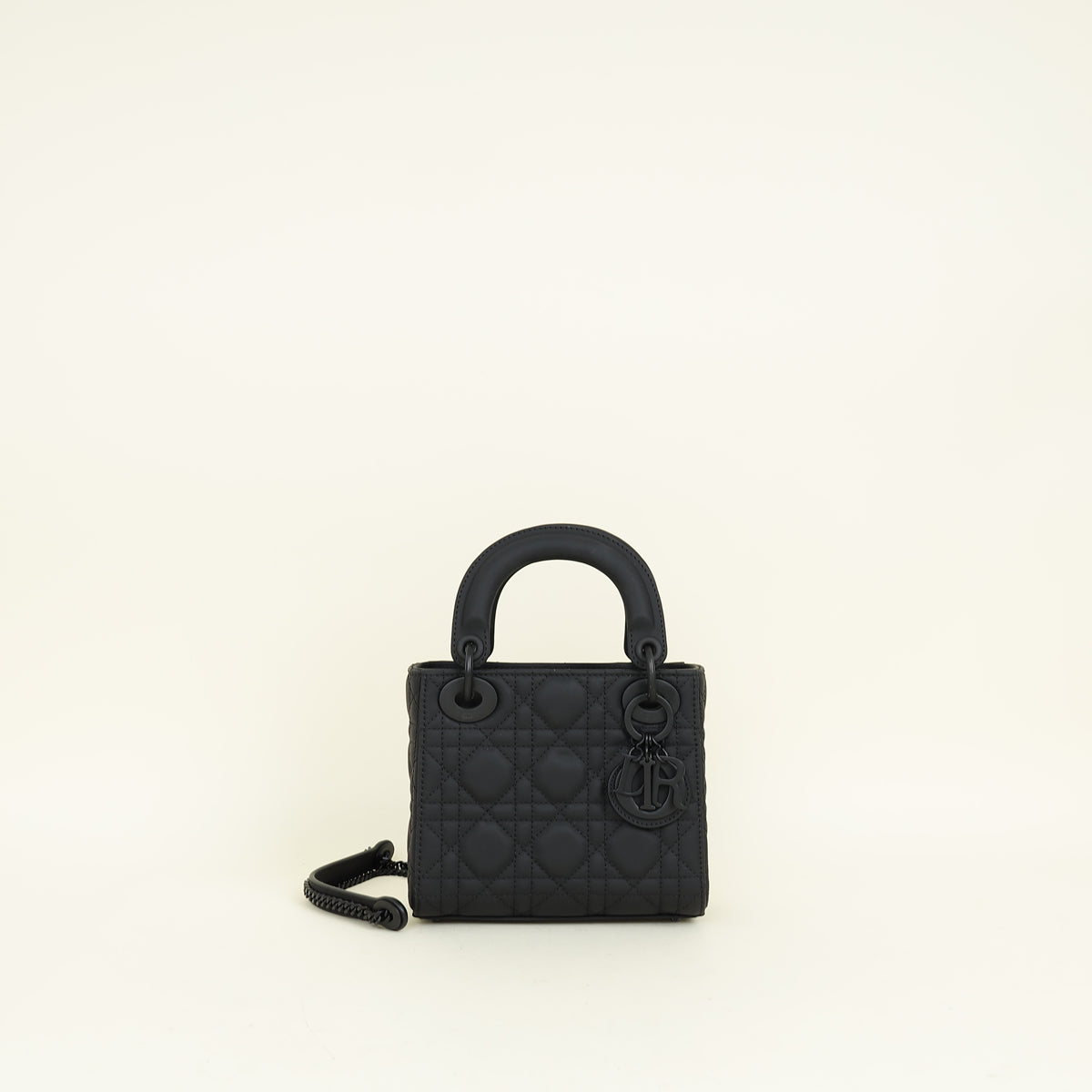 Christian Dior Black Ultramatte Lady Dior Mini Chain Bag