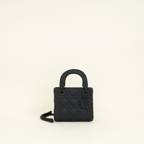 Christian Dior Black Ultramatte Lady Dior Mini Chain Bag