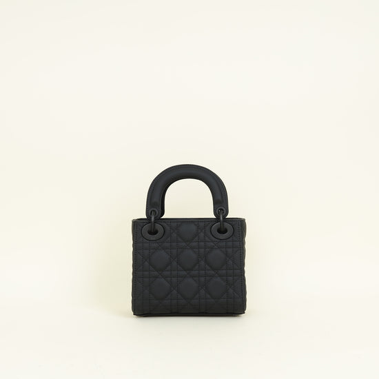 Christian Dior Black Ultramatte Lady Dior Mini Chain Bag