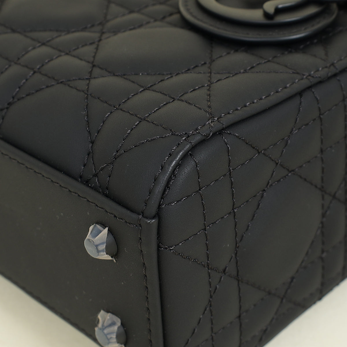 Christian Dior Black Ultramatte Lady Dior Mini Chain Bag