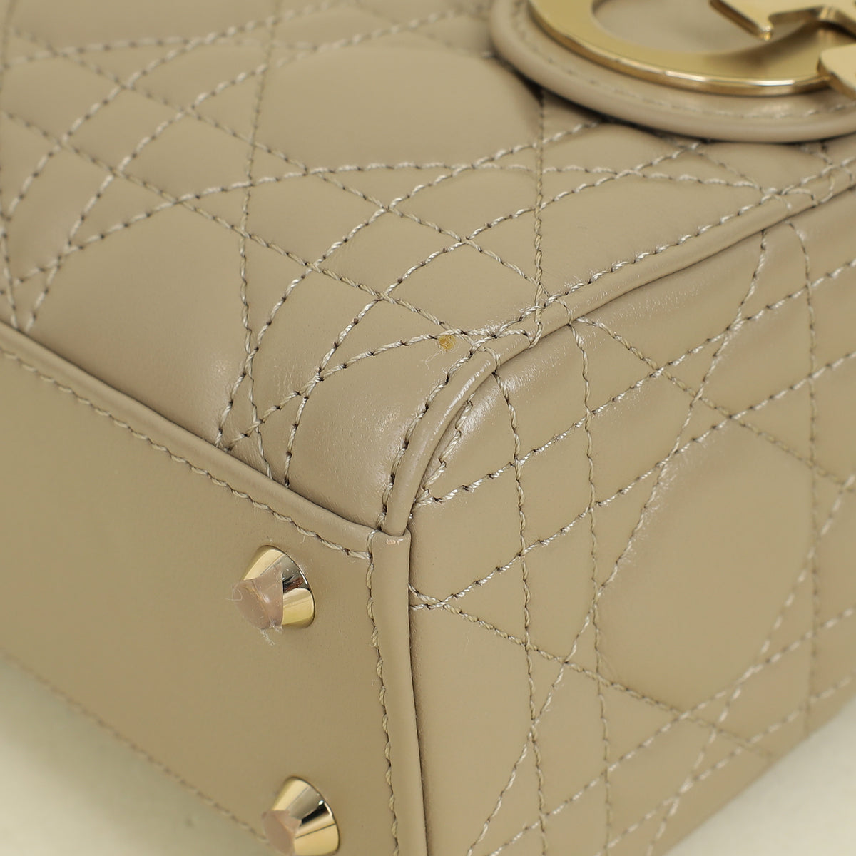 Christian Dior Beige Lady Dior Mini Chain Bag