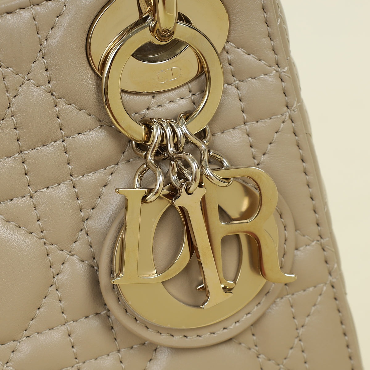 Christian Dior Beige Lady Dior Mini Chain Bag