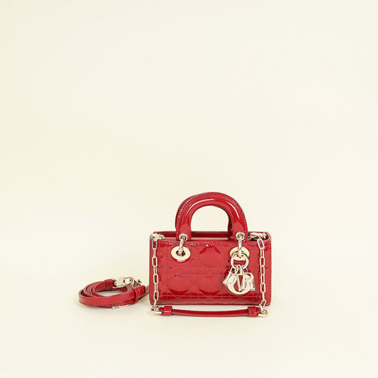 Christian Dior Cherry Red Micro Lady D-joy Bag