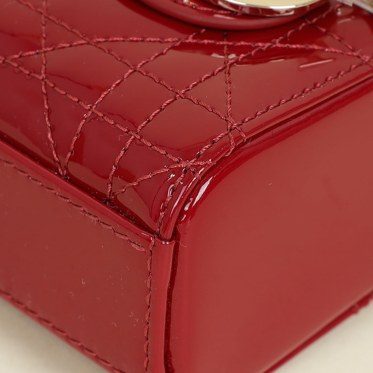 Christian Dior Cherry Red Micro Lady D-joy Bag