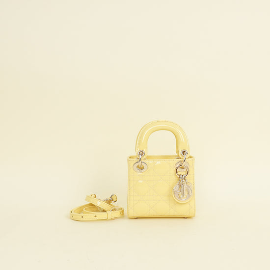 Christian Dior Light Yellow Lady Dior Micro Bag