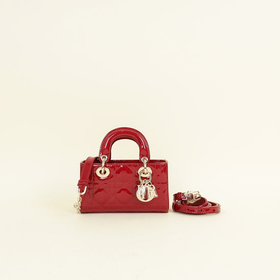 Christian Dior Cherry Red Micro Lady D-joy Bag