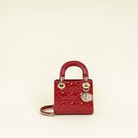 Christian Dior Red Lady Dior Mini Chain Bag