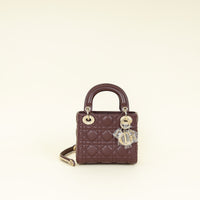 Christian Dior Plum Lady Dior Mini Chain Bag
