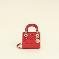 Christian Dior Cherry Red Lady Dior Mini Chain Bag