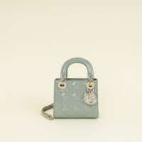 Christian Dior Grey Lady Dior Mini Chain Bag