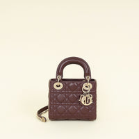 Christian Dior Plum Lady Dior Mini Chain Bag