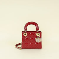 Christian Dior Cherry Red Lady Dior Mini Chain Bag-Handbags-Christian Dior-THE CLOSET