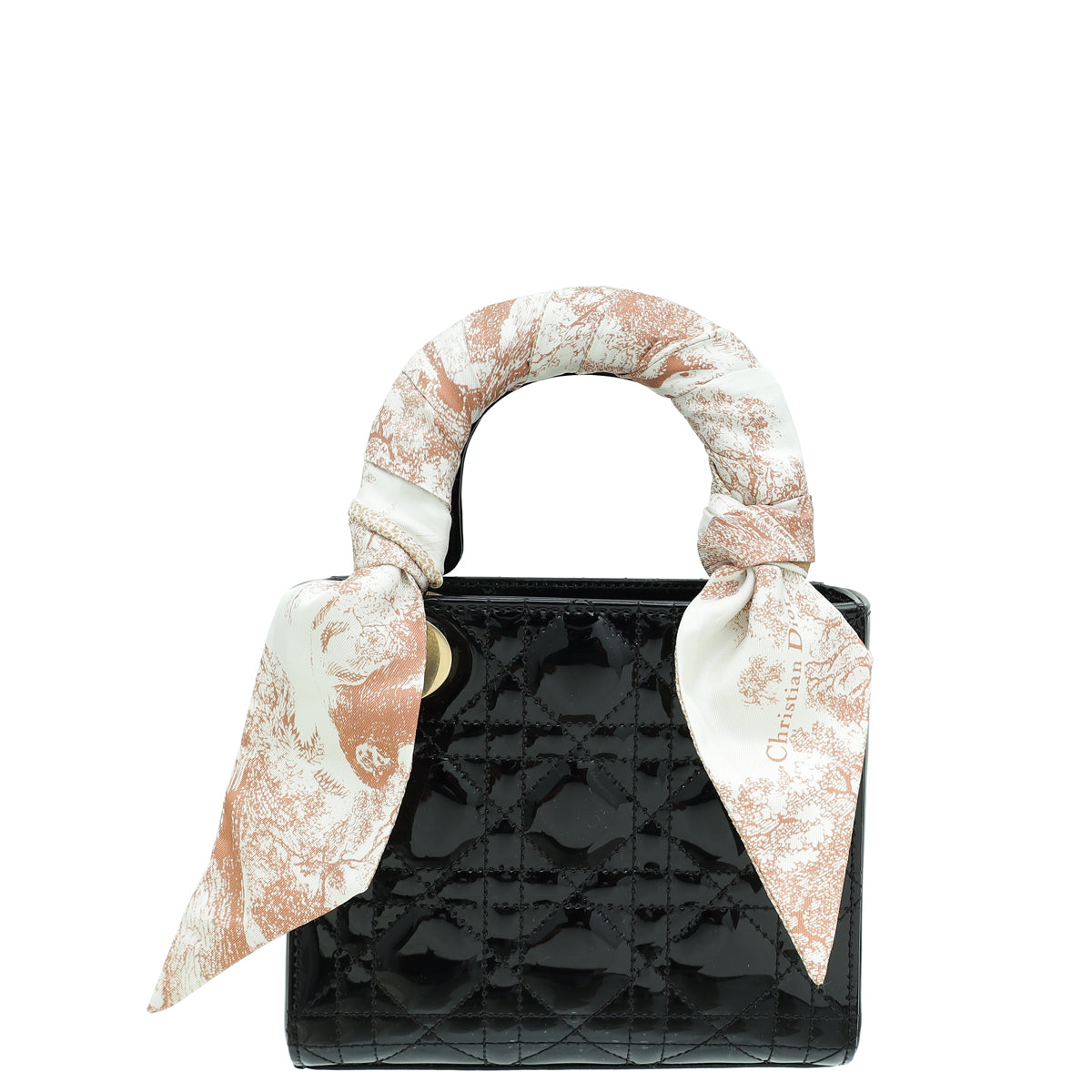 Christian Dior Black Chain Mini Lady Dior Bag W/ Twilly