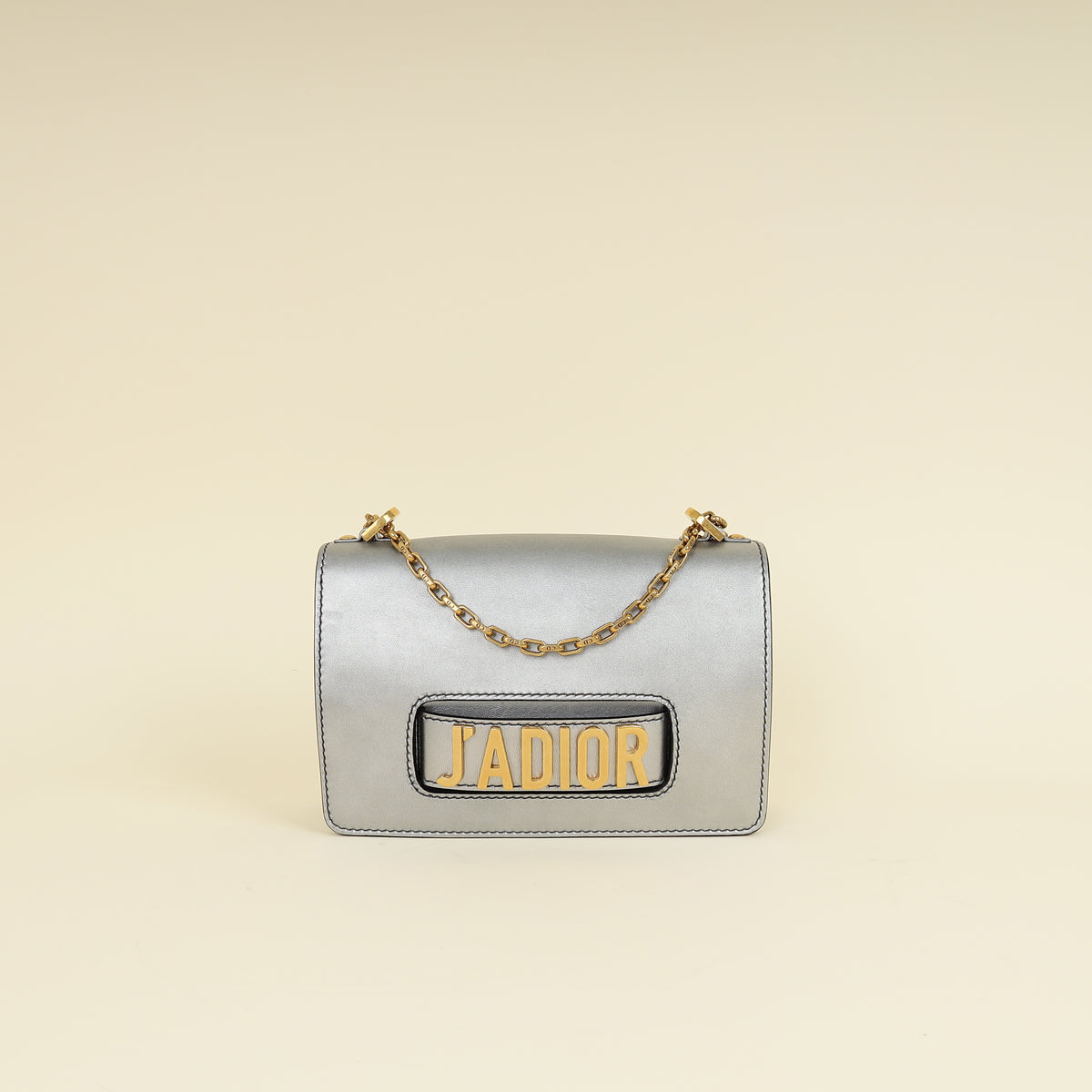 Christian Dior Metallic Grey J'adior Medium Flap Chain Bag-Christian Dior-THE CLOSET