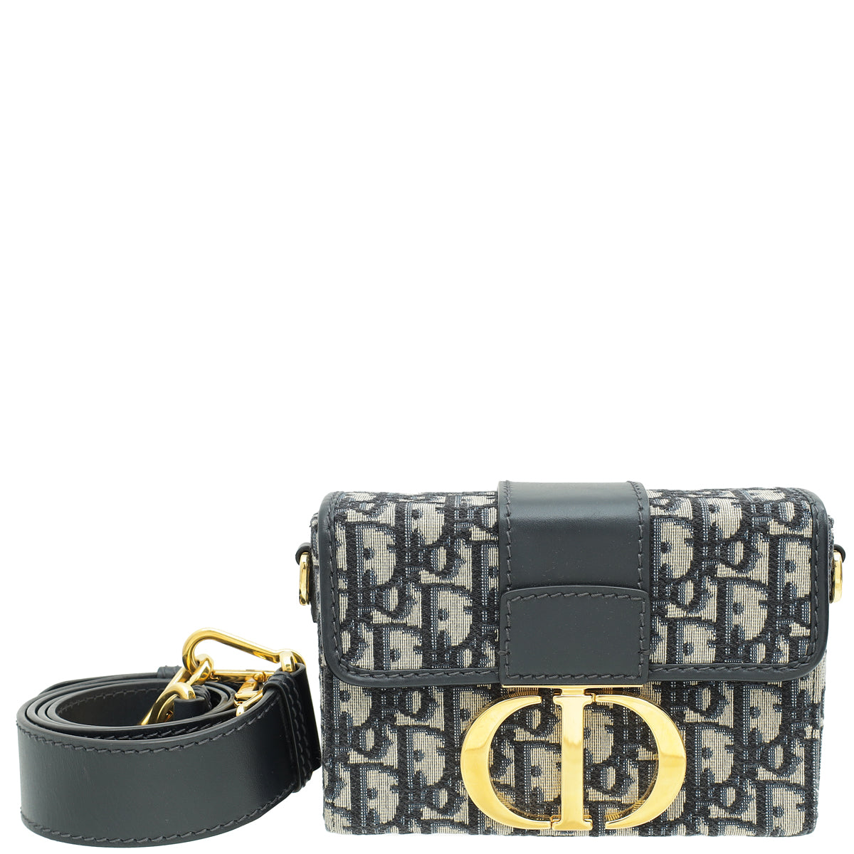 Christian Dior Navy Blue Oblique 30 Montaigne Box Bag-Christian Dior-THE CLOSET
