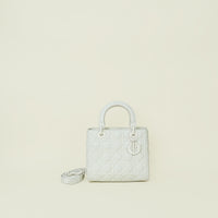 Christian Dior White Ultramatte Flap Lady Dior Medium Bag