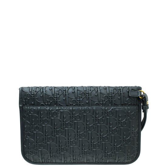 Christian Dior Black Oblique Embossed Wristlet Flap Pouch