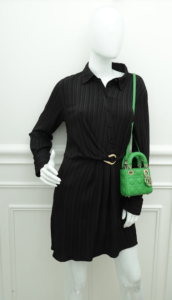 Christian Dior Green Micro Lady Dior Bag