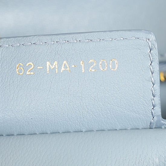 Christian Dior Blue Grey Caro Cannage Small Flap Bag