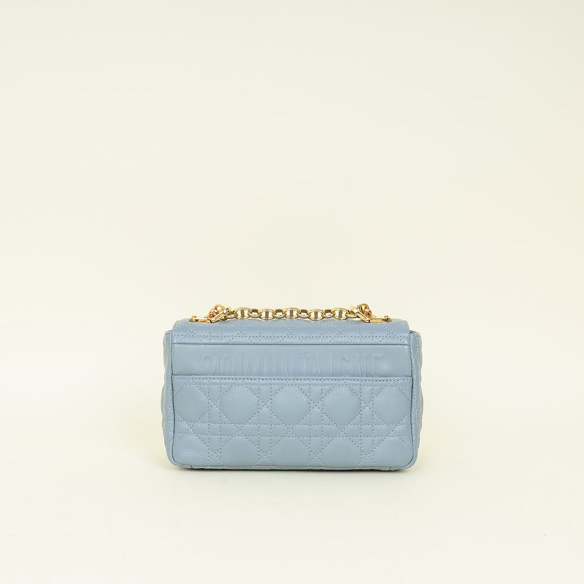 Christian Dior Blue Grey Caro Cannage Small Flap Bag