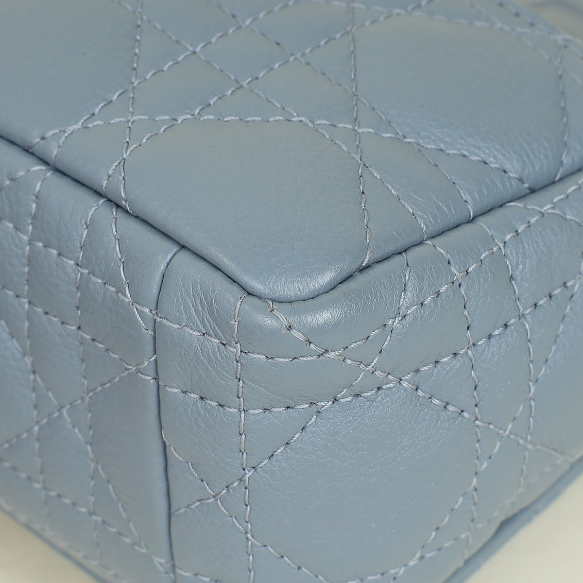 Christian Dior Blue Grey Caro Cannage Small Flap Bag