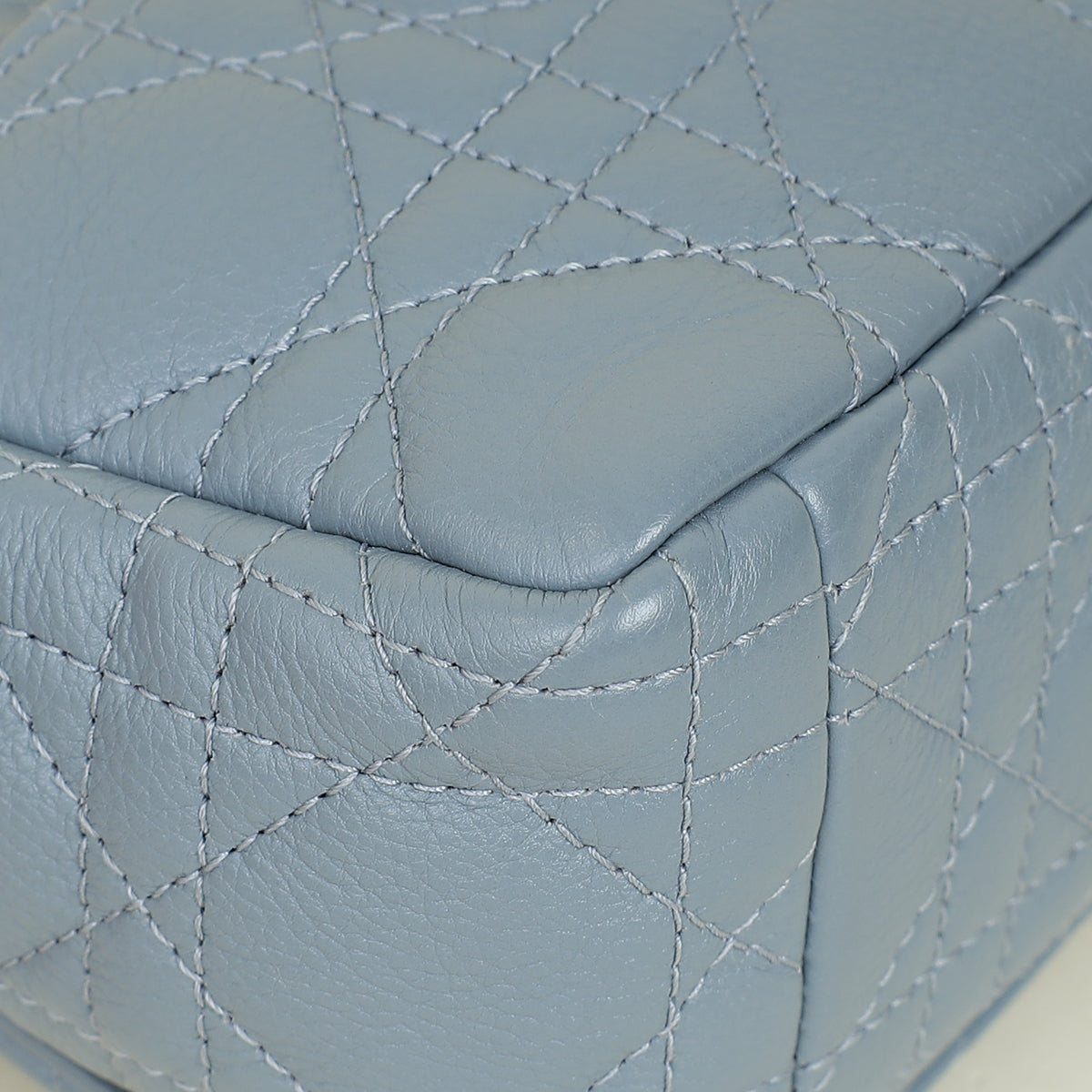 Christian Dior Blue Grey Caro Cannage Small Flap Bag