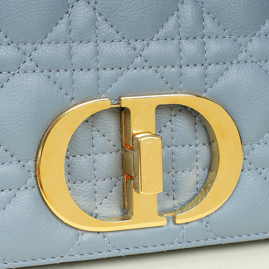 Christian Dior Blue Grey Caro Cannage Small Flap Bag